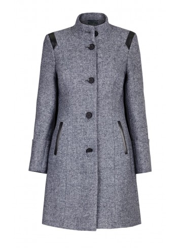 Płaszcz popielaty z eco skórą