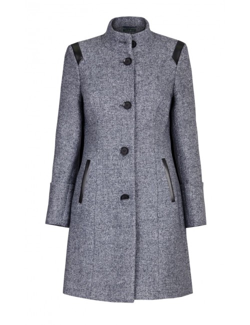 Płaszcz popielaty z eco skórą